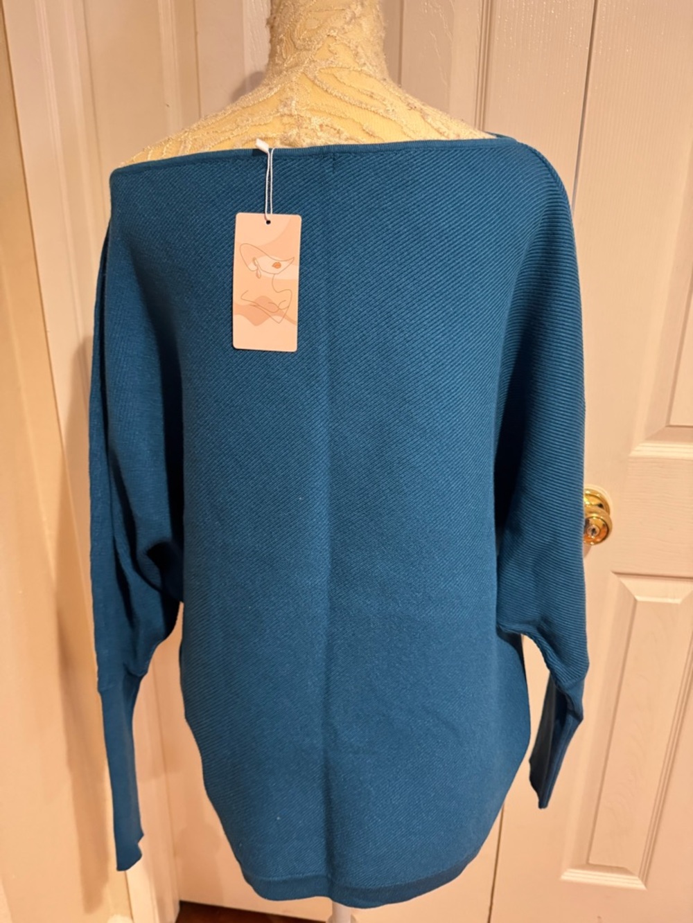 Blue Women's Boatneck Lightweight Sweater - Picture 4 of 6